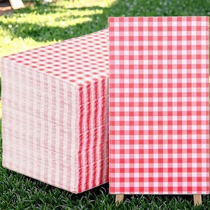 Karierte Bedruckte Handgefertigte Einweg-Papierservietten für Sommer-Picknick, Grillen, Camping, Hochzeit und Tischdekoration - Product Image 1