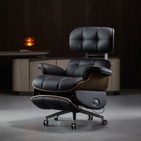 Fauteuil de Bureau Moderne et Confortable à Dossier Haut avec Soutien Lombaire, Pivotant en Cuir de Direction avec Repose-Pieds