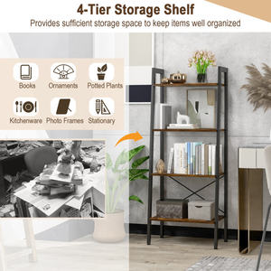 DB 4-Tier Bookshelf Metal <b>Frame</b> and Adjustable Foot Pads Bookcase & Bookshelf - Product Image 4