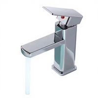 Robinet de salle de bain thermostatique moderne à poignée unique, monotrou, chromé, avec cartouche céramique, à poser sur le plan, pour eau chaude et froide