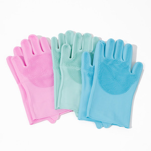 Gants en silicone Tao Liang pour le toilettage des animaux de compagnie, le bain, le massage, le nettoyage, bleu, vert, rose, couleur aléatoire - Product Image 1