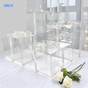 กล่องเค้กงานแต่งสีแดง ขนาด 14x14 นิ้ว กล่องกระดาษคราฟท์สีทอง กล่องเซอร์ไพรส์แบบแตก กล่องกระดาษป๊อปอัพ กล่องของชำร่วยขนาดใหญ่ พร้อมฝาปิดใสแบบขายส่ง - Product Image 6