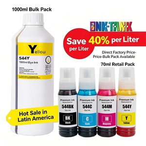 Bouteille d'<span class=keywords><strong>encre</strong></span> compatible Premium 544 de 70 ml et 1000 ml à base d'eau pour recharger les imprimantes Epson EcoTank L3210 L3110 L3150 L3250 - Product Image 1