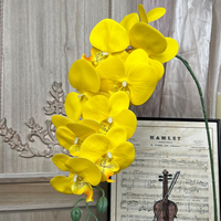 Vente en gros de fleurs d'orchidées artificielles de plusieurs couleurs, rose, violet, fausse tige de fleur de phalaenopsis, 9 têtes en soie pour décoration de mariage à la maison