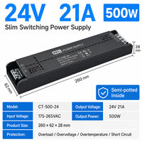 Transformateur d'alimentation à découpage Vonew Star 220V AC vers 12V/24V DC pour bandes LED et caissons lumineux