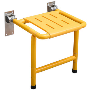 <b>Folding</b> Bathroom <b>Stool</b> Wall Mounted Yellow Plastic Stainless Steel 150 Kg Capacity For Elderly And Disabled Shower Seat - Product Image 4