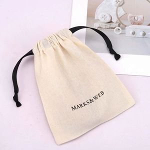Custom Logo Printed Logo Printed Luxury Cotton Cosmetic <b>Wallet</b> Belt Packing Drawstring Bag Luxury Cotton Muslin Dust Pouch - Product Image 2