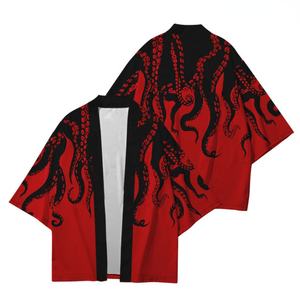 Devilfish estampado suelto japonés Streetwear cárdigan mujeres hombres Harajuku <span class=keywords><strong>Haori</strong></span> Kimono Cosplay Top camisas Yukata moda japonesa - Product Image 6