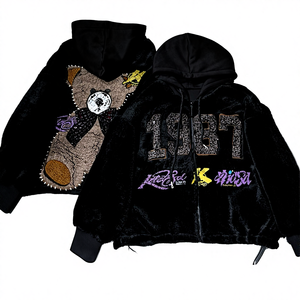 เสื้อแจ็คเก็ตมีฮู้ดพิมพ์ลายการ์ตูนสำหรับผู้หญิง แบรนด์ทันสมัย ผลิตจากผ้าโพลีเอสเตอร์/คอตตอน ระบายอากาศได้ดี สไตล์สตรีทแฟชั่น ทันสมัย เหมาะสำหรับฤดูใบไม้ร่วง ผ้าหนา - Product Image 4