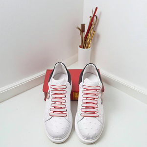 Luxurious, High-Quality 100% Ostrich <b>Leather</b> Couple's Shoes — Stylish Casual <b>Sneakers</b> - Product Image 3