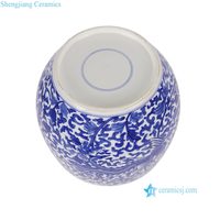 RXCS11-A  Jarre bleue et blanche avec motif de pivoine et de phénix entrelacés, jarre en porcelaine chinoise