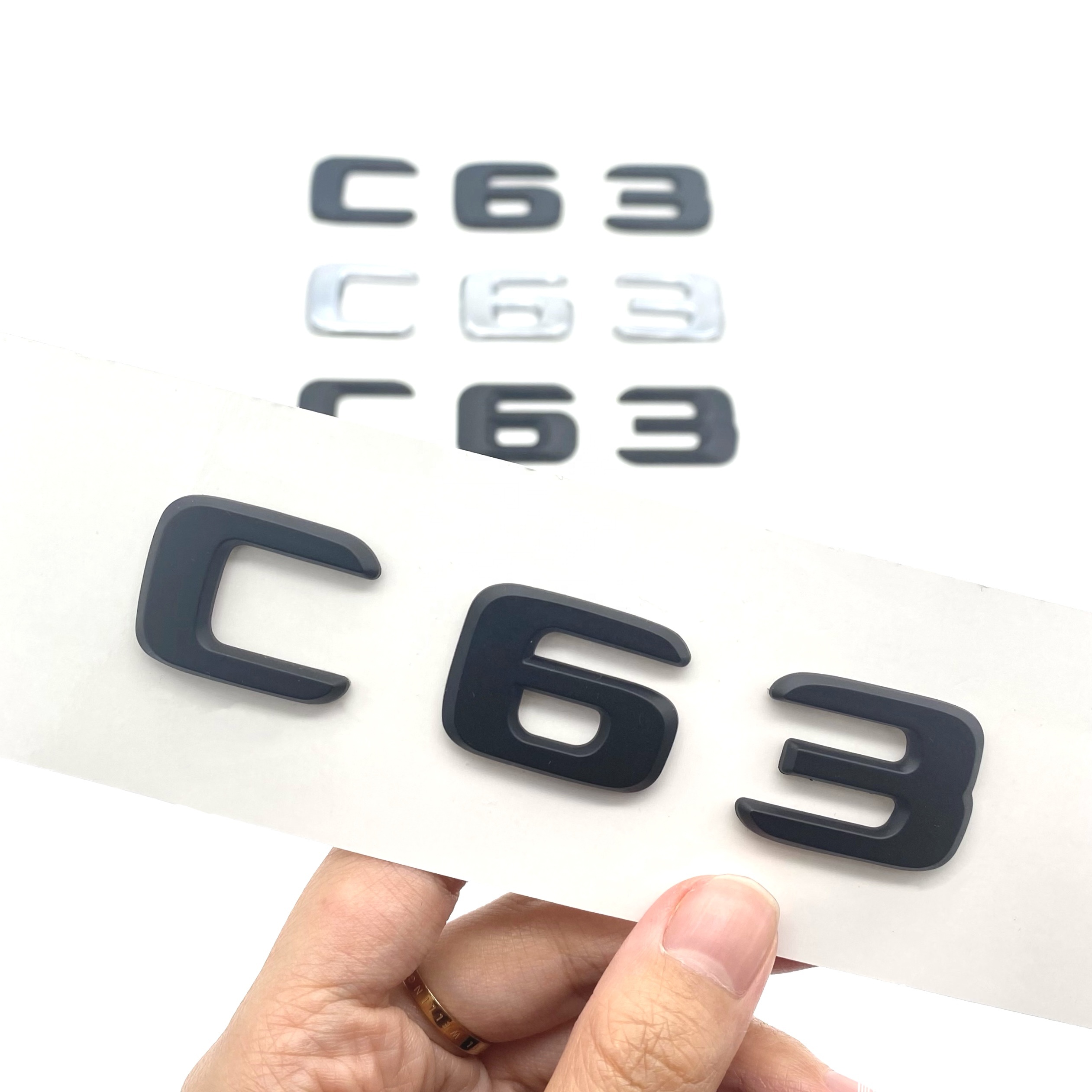 Badges autocollants ABS argentés pour coffre arrière, 2 emblèmes pour Mercedes Benz E63 C63 S63 E400 C400 C43 C300