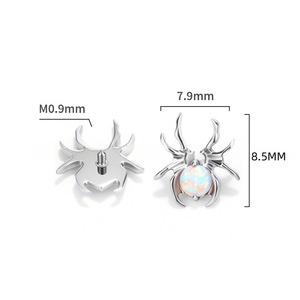 Boucles d'oreilles en opale en forme d'araignée, en alliage de titane, bijoux de piercing pour cartilage, accessoire de mode pour soirée - Product Image 2