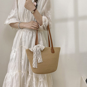 Bolso de Hombro de Paja Estilo 2026, Bolso Tote Tejido de Gran Capacidad, Bolso de Mano para Vacaciones en la Playa - Product Image 1