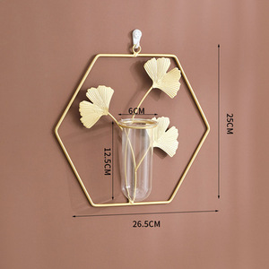 S249 décoration de la maison décorations murales accessoires de décoration de <span class=keywords><strong>bureau</strong></span> support mural en métal Tube de verre Vase Pot de fleur - Product Image 1
