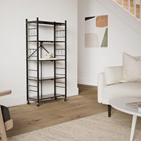 Étagère en fil métallique pliable à 5 niveaux de grande capacité Étagère de rangement rotative 20 crochets pour l'organisation de la cuisine du garage