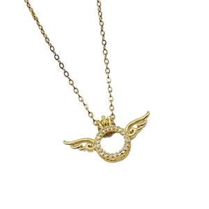 เครื่องประดับแฟชั่นชุบทอง18K ของผู้หญิงเครื่องประดับสแตนเลสล่าสุดสร้อยคอจี้รูปปีกนางฟ้าสร้อยคอสแตนเลส - Product Image 5
