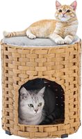 Кошачья лежанка для дома, домик для котят, плетеная из ротанга, кошачья пещера, куб для животных, большой домик для кошек, односпальный матрас, складное укрытие