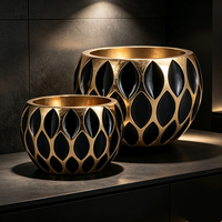 Vases à fleurs dorés et noirs pour la décoration d'hôtel, vase à fleurs haut de gamme, décoration de jardin, grands pots