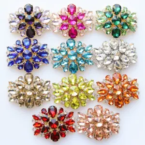 factory new arrival rhinestones glass colorful luxury removable shoe clips decoration accessories bow metal shoe decorations