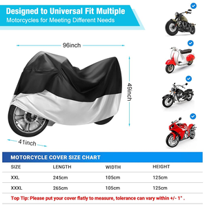 Housse de moto personnalisée avec logo, imperméable, en polyester Oxford, protection UV, anti-poussière, disponible en noir/argenté, tailles XL XXL - Product Image 2