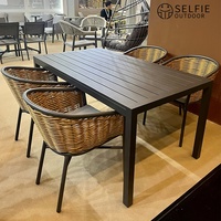 Ensemble de table et chaises de salle à manger d'extérieur en aluminium moderne, non pliable, 10 places, pour jardin, patio, appartement, villa, hôtel, cour, loisirs