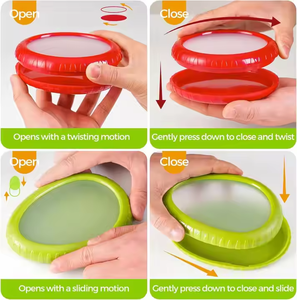 Contenants de stockage réutilisables en silicone anti-oxydation pour réfrigérateur, couvercles en plastique pour aliments frais (citron, tomate, ail et autres condiments) - Product Image 5