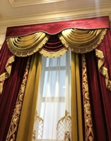 Tessuto 100% Poliestere Stile Europeo Ricamato con Filo Dorato e Accenti in Gemme per Interni di Lusso
