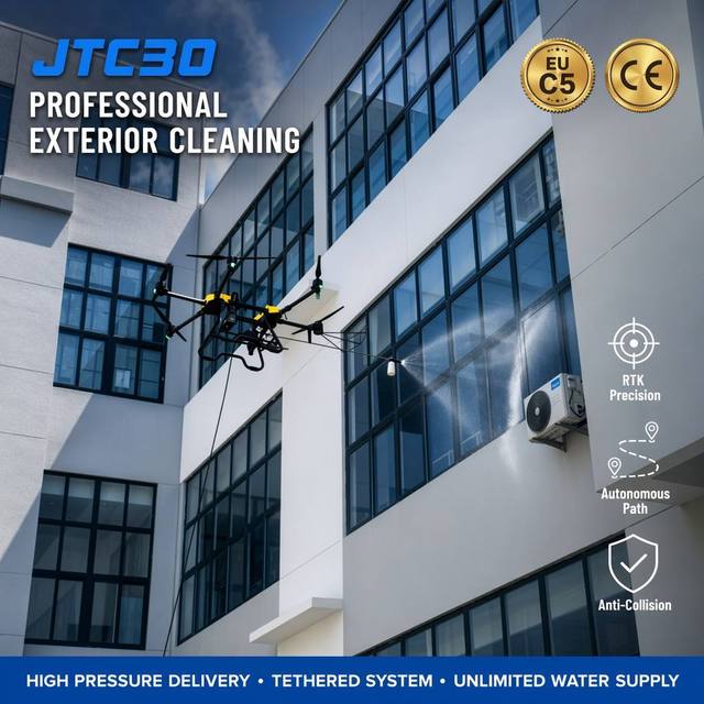 Reliable Window Cleaning Drone C5 Compliance High Pressure Tethered System Professional Commercial Building Wash Operations Tool