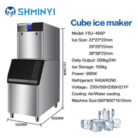 Machine à glaçons cubiques intégrée de 200 kg avec système de refroidissement rapide par air et eau pour équipement de cuisine commerciale