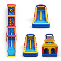 Parcours d'obstacles gonflable 60 pieds pour usage humide et sec avec piscine amovible, château gonflable en PVC durable et parc aquatique combiné pour fêtes d'enfants