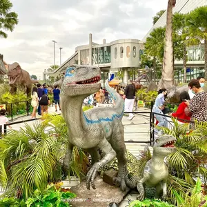 Model simulasi Jurassic Velociraptor dinosaurus animatronik desain taman dinosaurus ukuran hidup