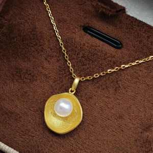 Collier pendentif minimaliste en argent 925 plaqué or UM Jewelry, vente en gros de perles d'eau douce naturelles pour unisexe, cadeau de mariage, fête - Product Image 4