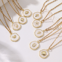 Summer Ocean Pendentif en acier inoxydable personnalisé pour femmes Collier à breloques en émail plaqué or blanc antirouille Goutte d'huile délicate Non Fading