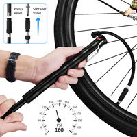 Mini pompe à vélo de sol en alliage d'aluminium pliable portable pour vélos de montagne et de route avec pression de 15 bars