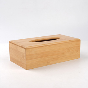 Caja de pañuelos de bambú, organizador de almacenamiento multiusos para el hogar, rectangular, de capacidad media - Product Image 1