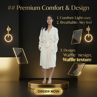 Robe pour femme en tissu gaufré blanc cassé à manches longues et col en V, séchage rapide, confortable, couleur unie