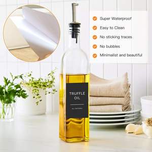 <span class=keywords><strong>50</strong></span> étiquettes autocollantes pré-imprimées pour condiments, huile et vinaigre, en papier noir mat minimaliste, rectangulaires, pour l'organisation des distributeurs d'huile - Product Image 4