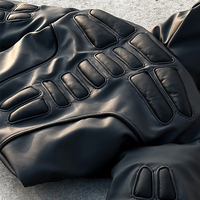 Vestes d'Hiver sur Mesure pour Hommes par Fabricants de Vêtements, Veste en Cuir de Haute Qualité Épaisse Rembourrée Tendance avec Masque en Caoutchouc Moussé et Fermeture Éclair
