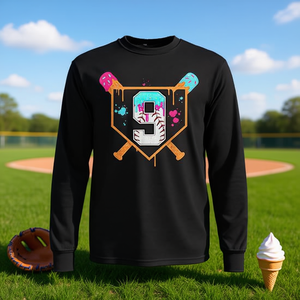 Camiseta de manga larga con estampado de helado de cumpleaños número 9 de béisbol para niño de 9 años - Product Image 3
