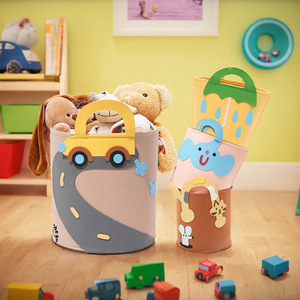 Household Foldable Felt <strong>Storage</strong> <strong>Basket</strong> <strong>Large</strong> Capacity Cylindrical Organizer for Toys Clothes Snacks Laundry - Product Image 3