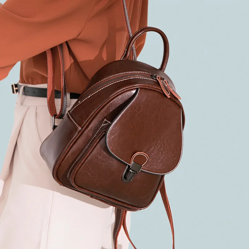 are mini backpacks in style 2021 Realer 2021 New Fashion Mini Backpacks Ladies Genuine Leather Daily Bag  Packs Casual Handbags Backpacks for Women