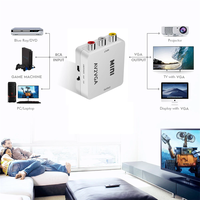 1080P Mini AV RCA CVBS ke VGA konverter Video dengan 3.5mm Audio mendukung PAL NTS adaptor Video untuk TV Set-Top Box Monitor PC