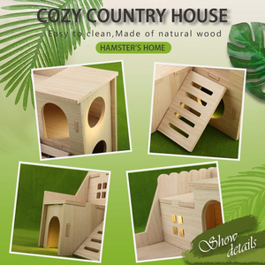 Casa laberinto de madera pequeña para hámsteres: Cabaña de dos pisos con tobogán divertido - Exclusivamente para hámsteres pequeños, gerbillas enanos y ratones pequeños - Product Image 5