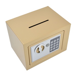 Electronic Digital Password Safe Box with <b>Keypad</b> and Keyhole Gold Color - Product Image 2