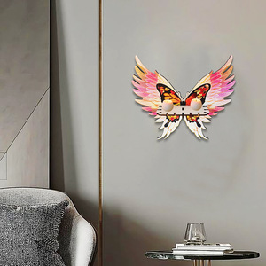 American country style wooden openwork butterfly wall <b>shelf</b> for bedroom and living room home decoration wooden handicrafts. - Product Image 3