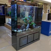Aquarium Rectangulaire Moderne pour Salon, Grand Aquarium avec Cloison, Filtration au Sol, Verre Ultra-Clair Écologique, Intelligent