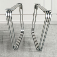 Pieds de table rectangulaires en acier inoxydable robustes, pour bureau d'ordinateur, table à manger, design à trois lignes