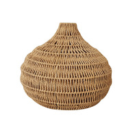 Abat-jour en corde de papier tressée PENGYE à dôme étagé, ouverture large au bas, fait main, naturel, suspension Art Déco, lampe de plafond Ramadan
