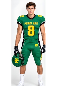 Tenue de football américain personnalisée avec nom et numéro d'équipe, en polyester, imprimée par transfert thermique - Product Image 1